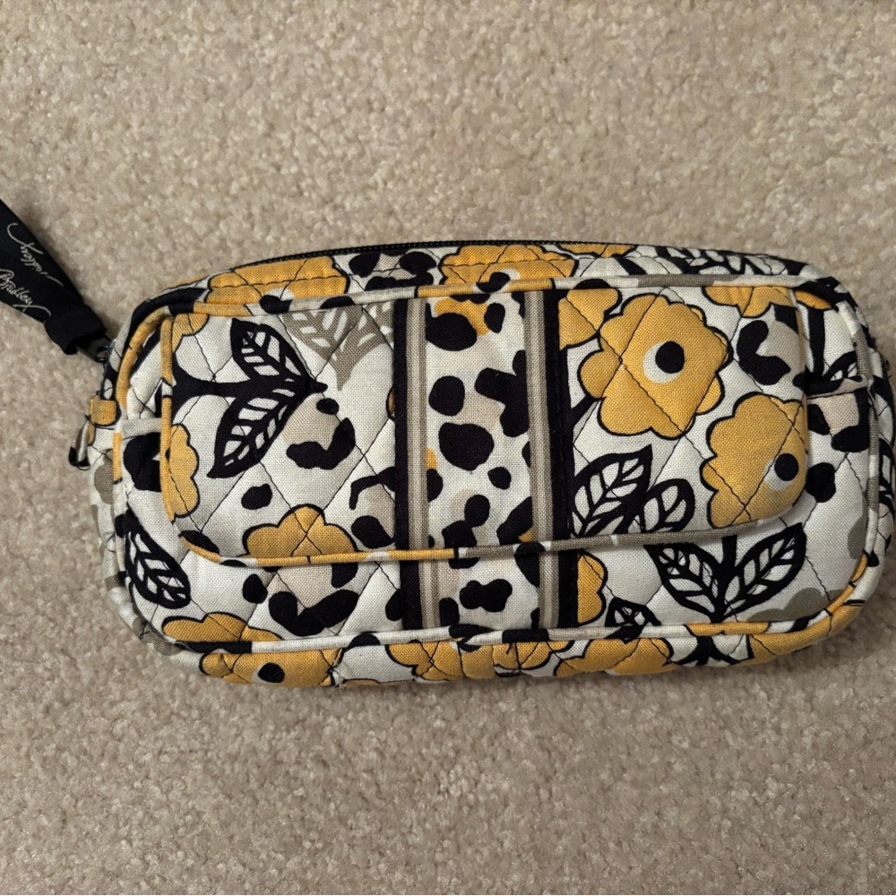 Vera Bradley Yellow and Black Floral Cosmetic Bag